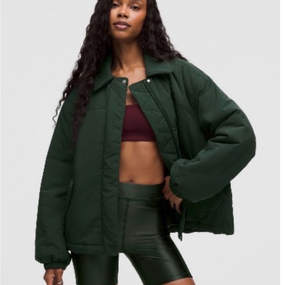 Lululemon Rainforest Green Insulated Oversized Collared Jacket - XS EUC
